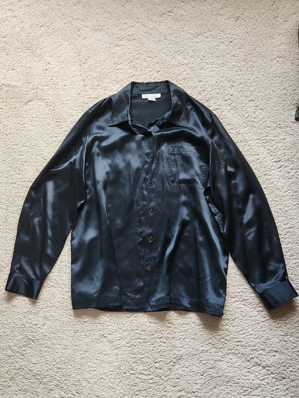 Saks Fifth Avenue Black Silk Button-Up Shirt
